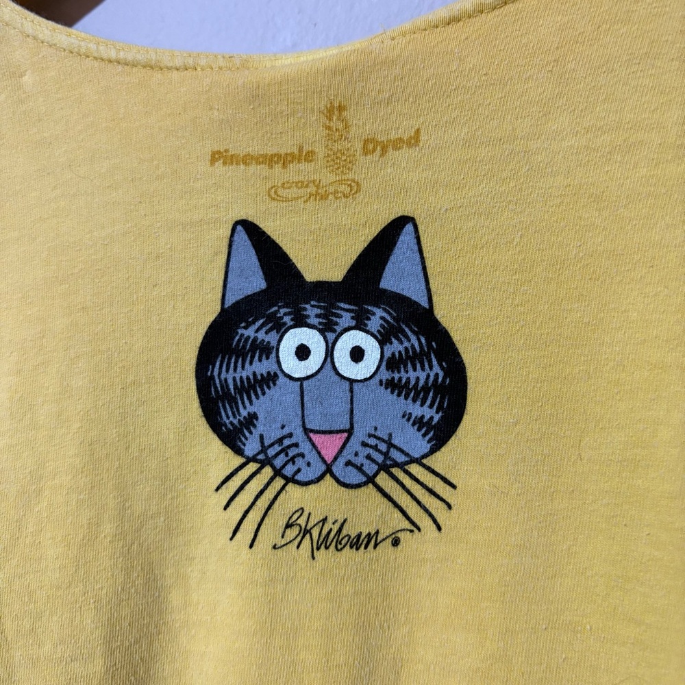 Women’s Large Crazy Shirts Hawaii Yellow B. Kliban Pineapple Cat Y2K T-shirt - Picture 4 of 5